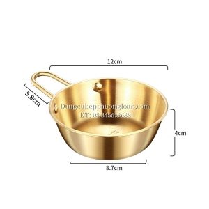 Bát uống rượu gạo Hàn Quốc inox 304, có tay cầm 12cm màu vàng