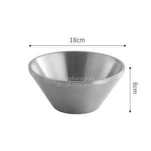 Bát đựng kem đá bào Bingsu Hàn Quốc inox 304, 2 lớp cách nhiệt 18cm