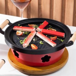 Bếp nướng tại bàn hình tròn tay cầm gỗ 26.5cm