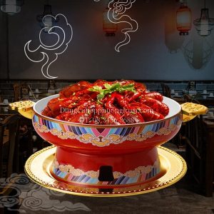 Bộ bếp hâm đốt cồn + nồi màu thổ cẩm 26cm
