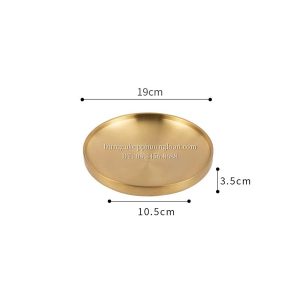 Đĩa Inox tròn 2 lớp Hàn Quốc 19cm màu vàng