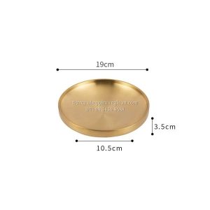 Đĩa Inox tròn 2 lớp Hàn Quốc 19cm màu vàng