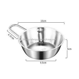 Bát uống rượu gạo Hàn Quốc inox 304, có tay cầm 13cm