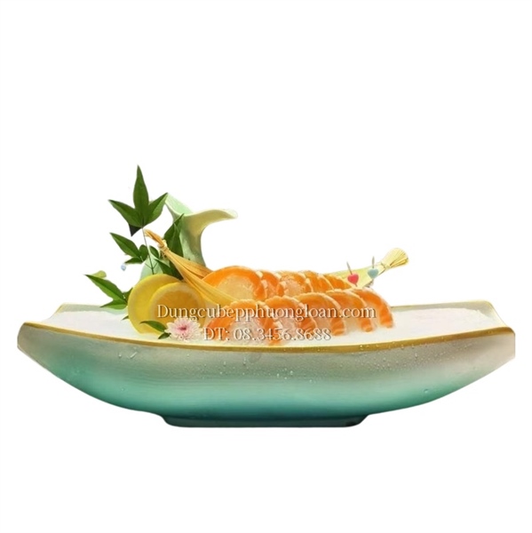 Khay đựng Sashimi nhựa hình thuyền buồm 47*17*9m