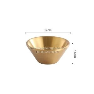 Bát đựng kem đá bào Bingsu Hàn Quốc inox 304, 2 lớp cách nhiệt 12cm màu vàng