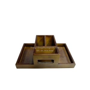 Hộp đũa đa năng 5 ngăn bằng gỗ phun đen