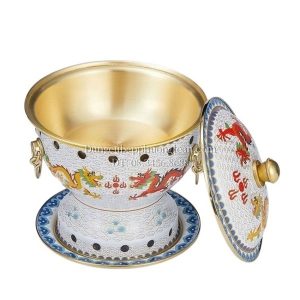 Nồi đồng tráng men hoa văn rồng