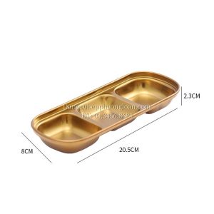 Khay gia vị 3 ngăn Inox 304 màu vàng