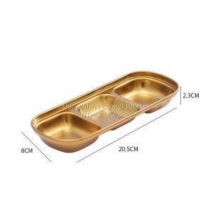 Khay gia vị 3 ngăn Inox 304 màu vàng