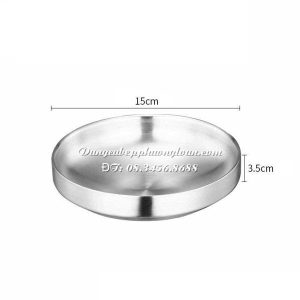 Đĩa Inox tròn 2 lớp Hàn Quốc 15cm