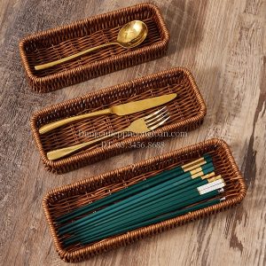 Rổ nhựa giả mây chữ nhật 25x10x5cm (8594)