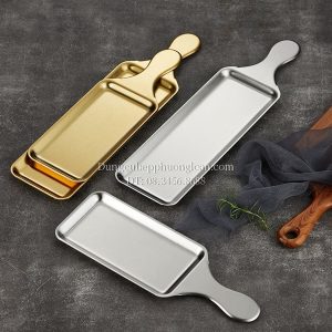 Đĩa Inox chữ nhật có tay cầm 53x11.5cm