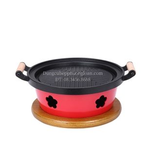 Bếp nướng tại bàn hình tròn tay cầm gỗ 23.5cm