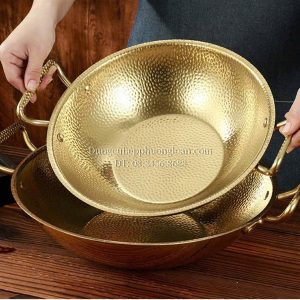 Nồi lẩu Inox Hàn Quốc sâu lòng chấm búa 22cm màu vàng GRENEN POT 005-22S