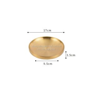 Đĩa Inox tròn 2 lớp Hàn Quốc 17cm màu vàng