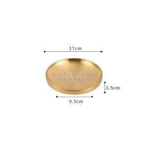 Đĩa Inox tròn 2 lớp Hàn Quốc 17cm màu vàng