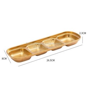 Khay gia vị 4 ngăn Inox 304 màu vàng