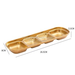 Khay gia vị 4 ngăn Inox 304 màu vàng