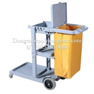 Xe làm vệ sinh 3 tầng chữ L, túi đựng có nắp