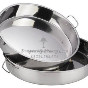 Khay Inox tròn 2 quai 38cm